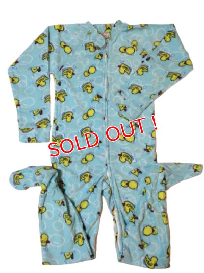 画像1: 大人用 カバーオール大人用ベビーパジャマ(アヒル柄水色)
