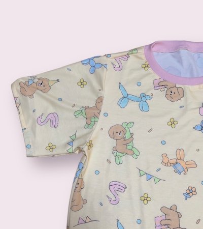 画像2: 大人用ロンパースワンちゃん＆風船柄半袖 在庫ピンクリブXLのみ