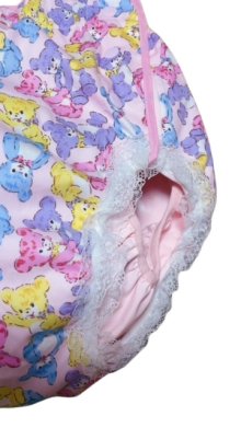 他の写真1: 大人用 おむつカバーテディベア柄ポリウレタン防水ピンク/レース付き（在庫：5L）