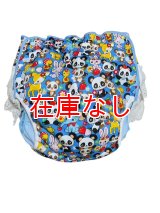 ★在庫限り★大人用 おむつカバーパンダ柄ウレタン防水ブルー/レース付き★M´のみ