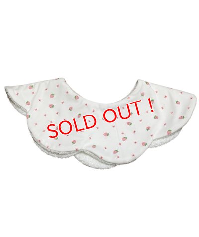 画像1: 大人用ベビースタイ花びらスタイつけ襟 幅広タイプ (後ボタン/イチゴ柄)