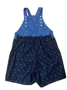 他の写真2: 大人用ロンパース サロペットデニムショートリボン柄A
