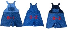 他の写真1: 大人用ロンパース サロペットデニムショートリボン柄B