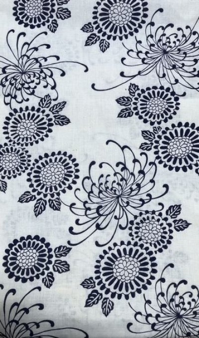画像1: 大人用布おむつゆかた生地白菊柄90cm