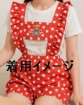 大人用 ロンパースサロペット 水玉/赤