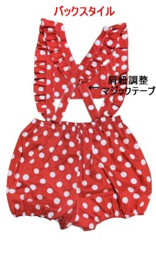 他の写真2: 大人用 ロンパースサロペット 水玉/赤