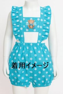 他の写真1: 大人用 ロンパースサロペット 水玉/水色