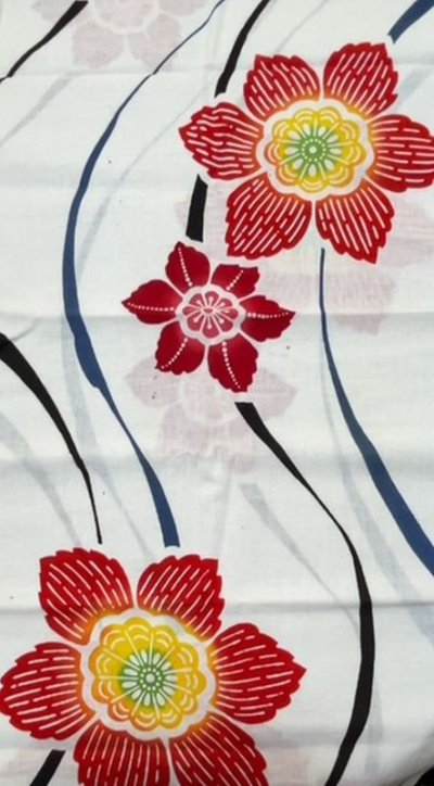 画像2: 大人用布おむつゆかた生地赤花柄80cm