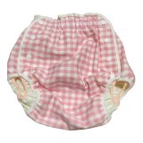 大人用 おむつカバーピンクチェック柄TPU防水/XSサイズ