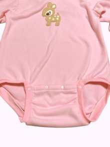 他の写真2: 大人用ロンパースフード付きフリース長袖大きなアップリケ/ピンク在庫Mのみ