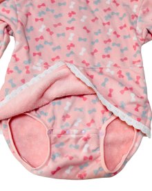 他の写真1: 大人用 スカート付きロンパースリボン柄ふんわりあったか長袖