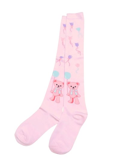 画像1: 大人用ベビーハイソックス 風船テディベア 