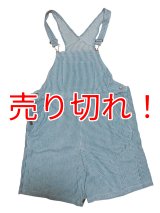 大人用ロンパース サロペットデニムショート/ストライプMサイズ