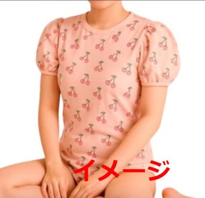 画像1: 大人用ロンパースチェリー柄半袖 在庫はMのみ