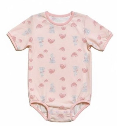 画像1: 大人用ロンパースウサギ＆ハート柄 半袖