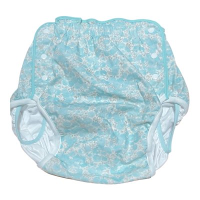 大人用 おむつカバー水色フラワー柄