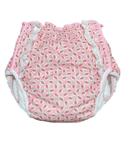 大人用 おむつカバーいちご柄レース付きパイル防水