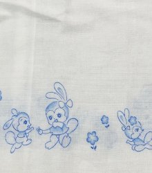 他の写真2: 昭和レトロ 布おむつ平織りウサギさん柄 新古品90cm