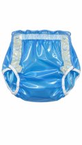 大人用 おむつカバー ブルー 光沢PVC ビニール（在庫：M、XL）