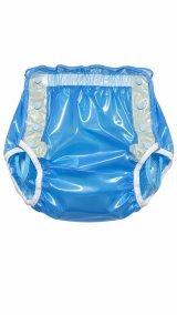 大人用 おむつカバー ブルー 光沢PVC ビニール（在庫：M、XL）