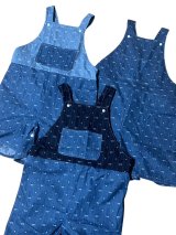 画像: 大人用ロンパース サロペットデニムショートリボン柄B