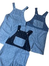 画像: 大人用ロンパース サロペットデニムショートリボン柄A