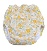 画像: 大人用 おむつカバー黄色花柄パイル防水