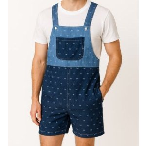 画像: 大人用ロンパース サロペットデニムショートリボン柄C