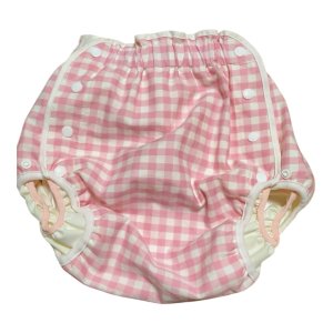画像: 大人用 おむつカバーピンクチェック柄TPU防水/XSサイズ