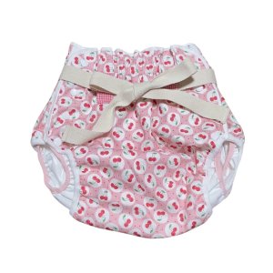 画像: 大人用おむつカバーチェリードット柄腰紐付きSサイズ