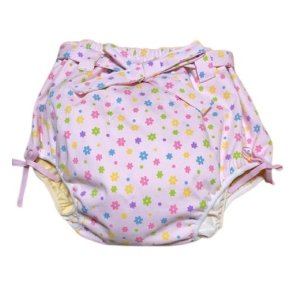 画像: 大人用 おむつカバー パンツタイプ 花柄 腰紐・足紐付き