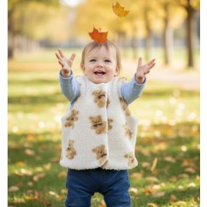 画像: 大人用 ふわふわクマさんのぬくもりボアベスト（リバーシブル）