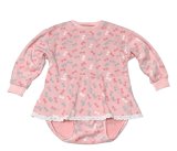 画像: 大人用 スカート付きロンパースリボン柄ふんわりあったか長袖