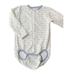 画像: 大人用ロンパース前開き 長袖 ゾウさん柄（Mサイズ）