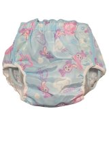 画像: 大人用おむつカバーうさぎ柄水色ビニール防水