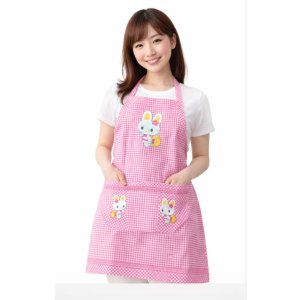 画像: ウサギ柄 保育士エプロン ・ママのエプロン