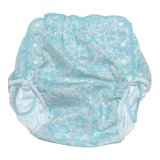 画像: 大人用おむつカバーやさしい水色フラワー柄パイル防水