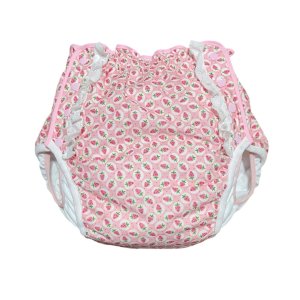 画像: 大人用 おむつカバーいちご柄レース付きパイル防水