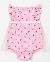 画像: 大人用チュールスカート付きロンパースチェリー柄