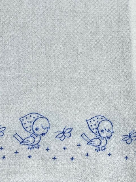 画像: 布おむつドビー織りレトロ小鳥柄中古品 85cm