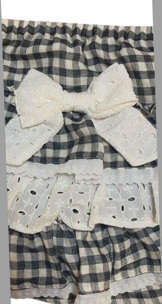 画像: 大人用 ベビーブルマフリルスカート/チェック柄リボン付き