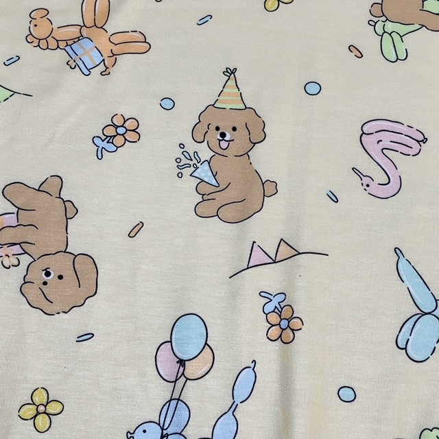 画像: 大人用ロンパースワンちゃん＆風船柄半袖 在庫ピンクリブXLのみ