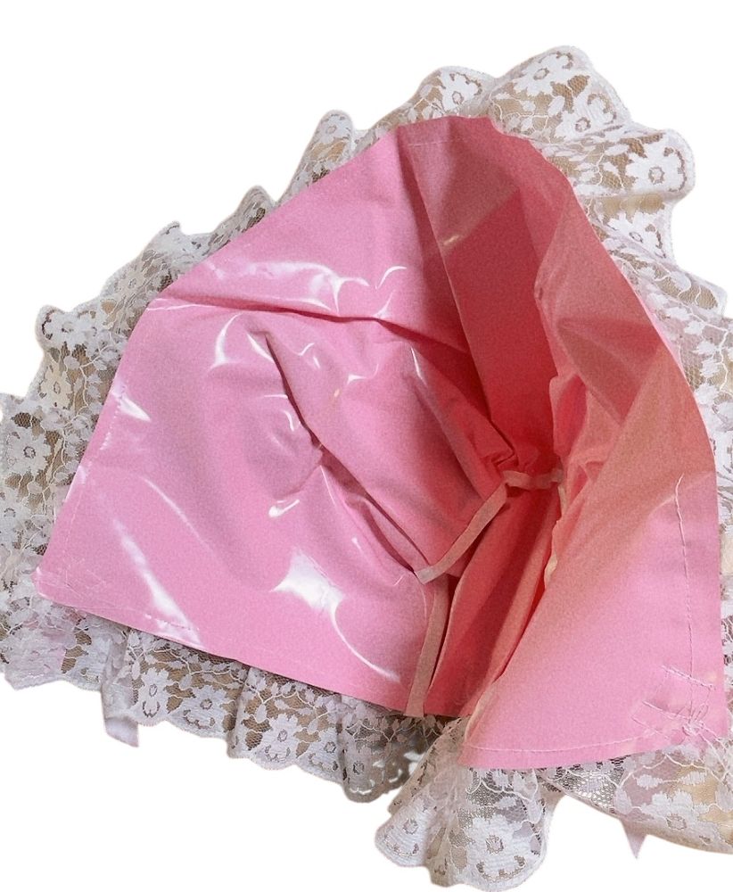 画像: 大人用ベビー帽子レース付きPVCピンク