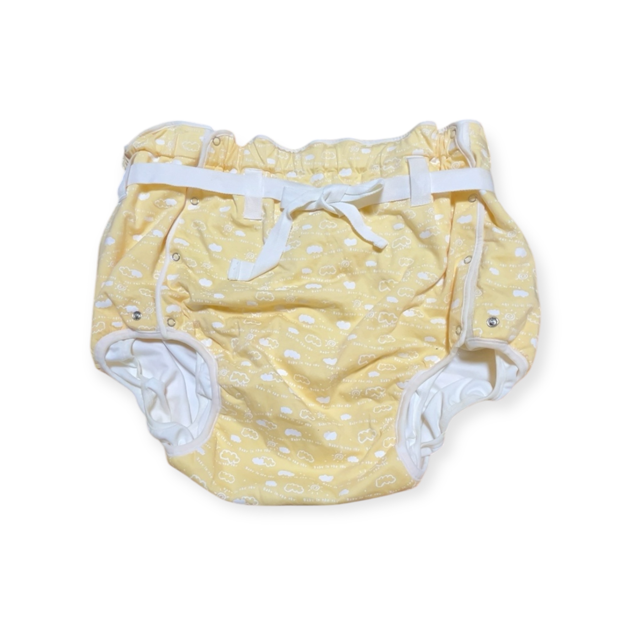 大人用 おむつカバー 空柄クリーム色 腰紐付き新古品 ニシキナース特注