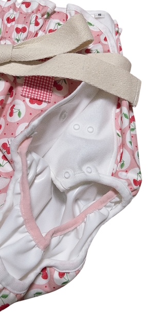 画像: 大人用おむつカバーチェリードット柄腰紐付きSサイズ