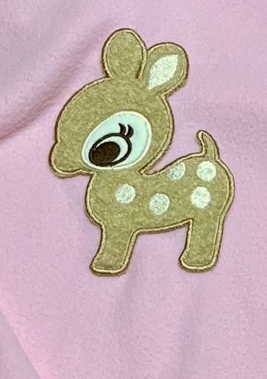 画像: 大人用ロンパースフード付きフリース長袖大きなアップリケ/ピンク在庫Mのみ