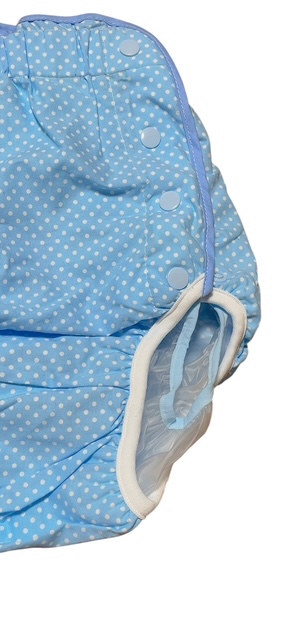 画像: 大人用おむつカバー水色ドットビニール防水L/1点限定