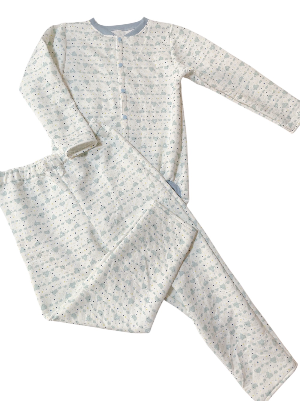 前開きロンパースとロングパンツのセット