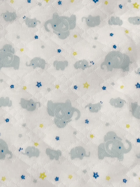 画像: 大人用ロンパース前開き 長袖 ゾウさん柄（Mサイズ）