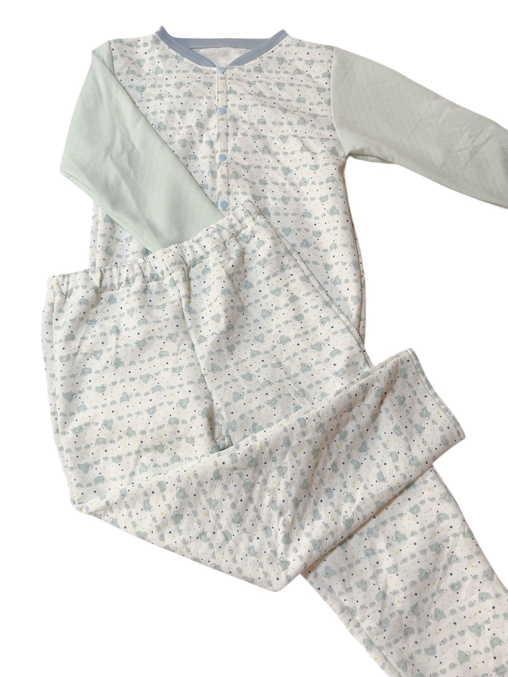 前開きロンパースとロングパンツのセット